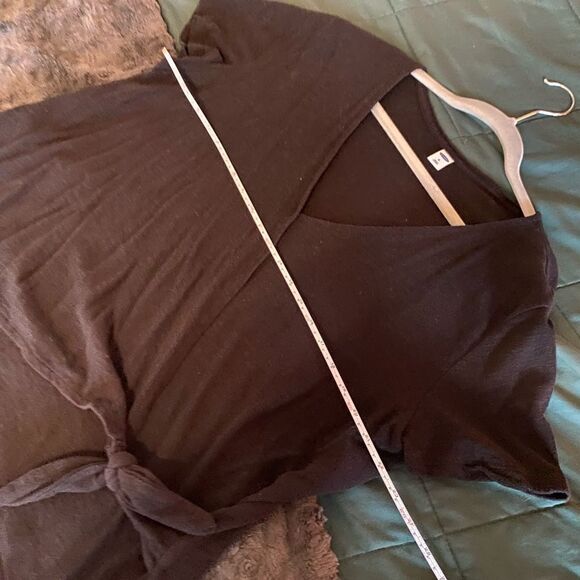 Old Navy Black Cotton Wrap Top Short Sleeve Size XL - Picture 6 of 8